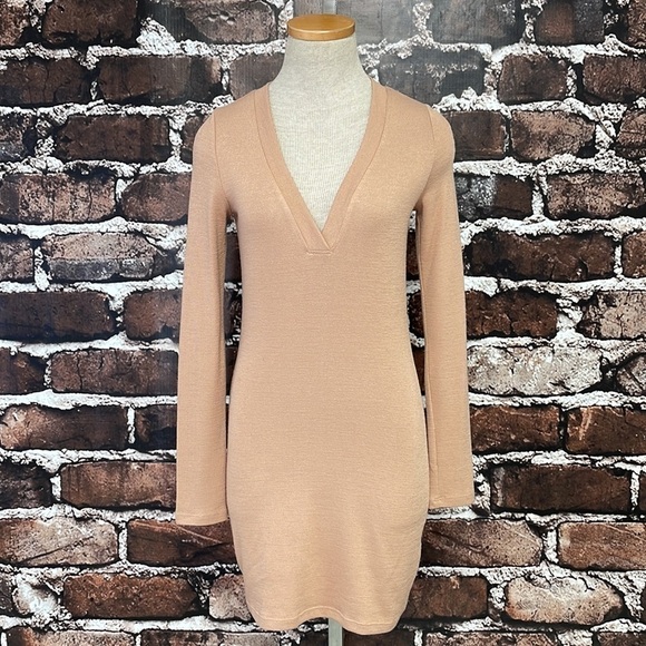 ARITZIA WILFRED FREE Dress Bodycon V-neck Long Sleeves Stretchy Size XS - Picture 4 of 16